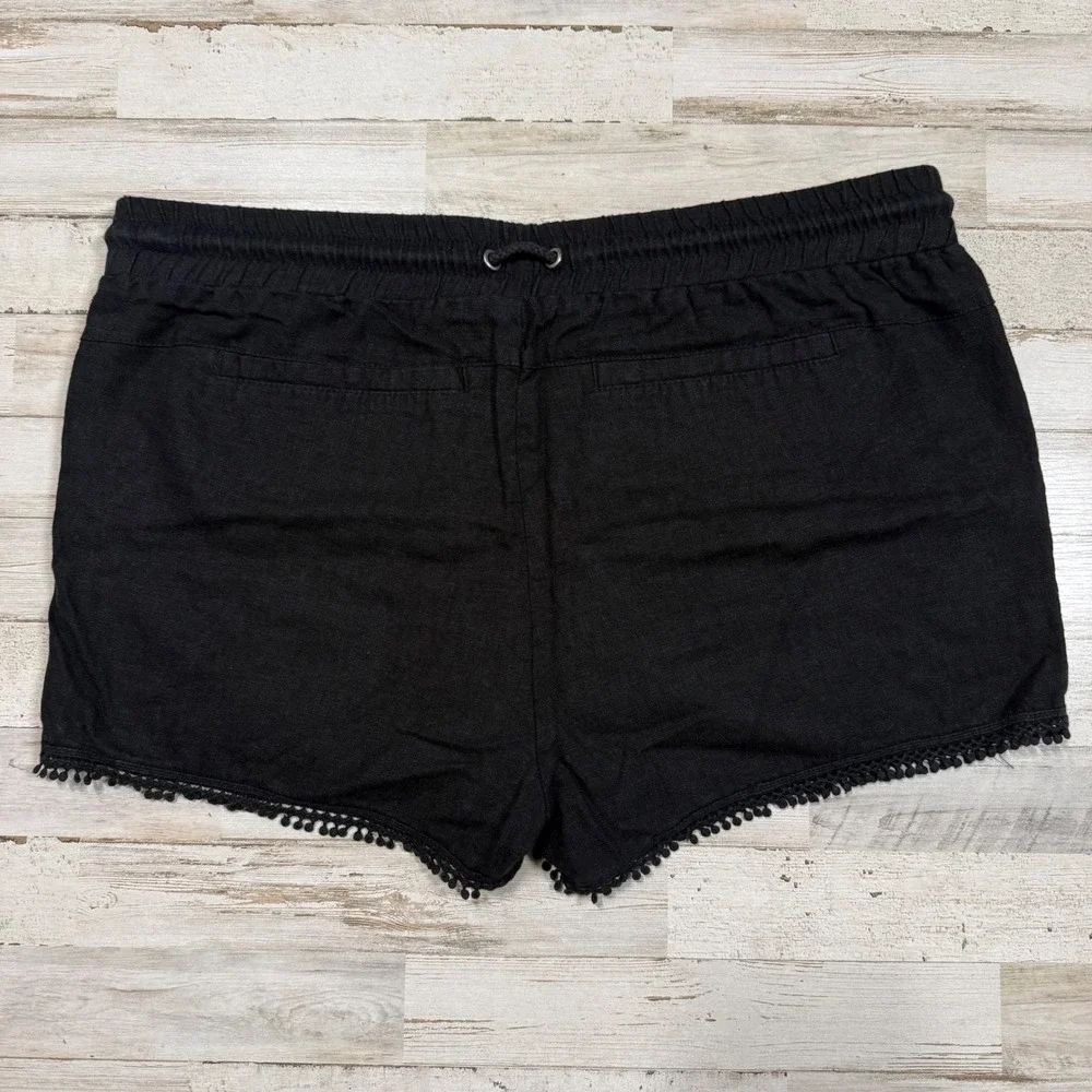 Rewind Black Linen Blend Drawstring Shorts with Crochet Trim Size‎ L - Picture 6 of 8